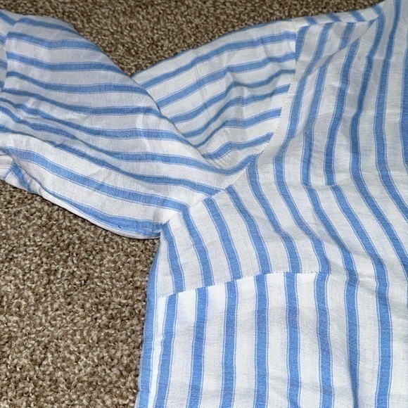 Lilly Pulitzer Lysa Tie Front Blue White Stripe Button Down Shirt - Picture 8 of 11